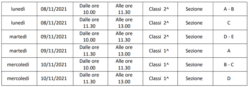 calendario ritiro libri biennio